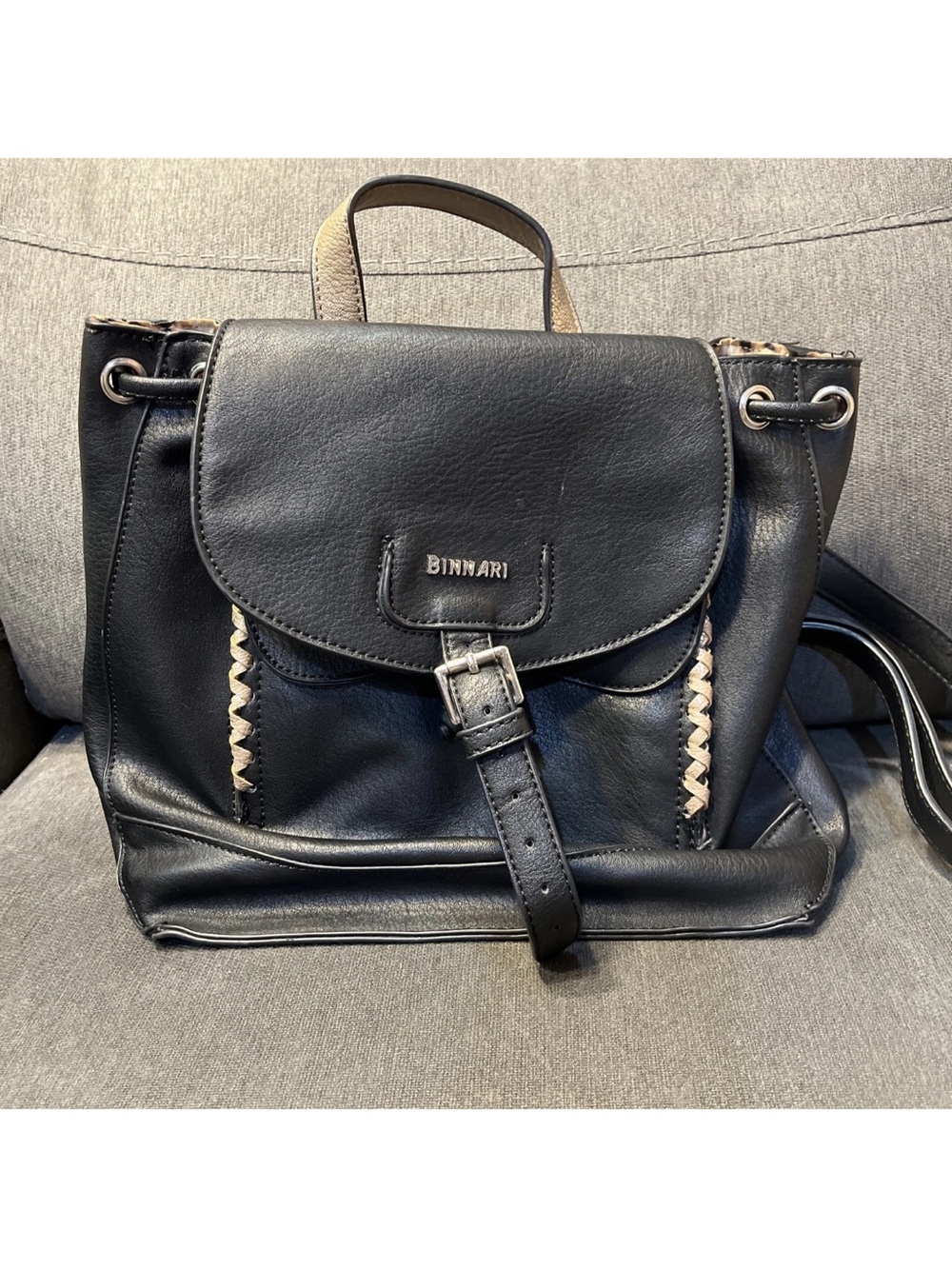 Binnari Project Black & Gold Faux Leather Backpack